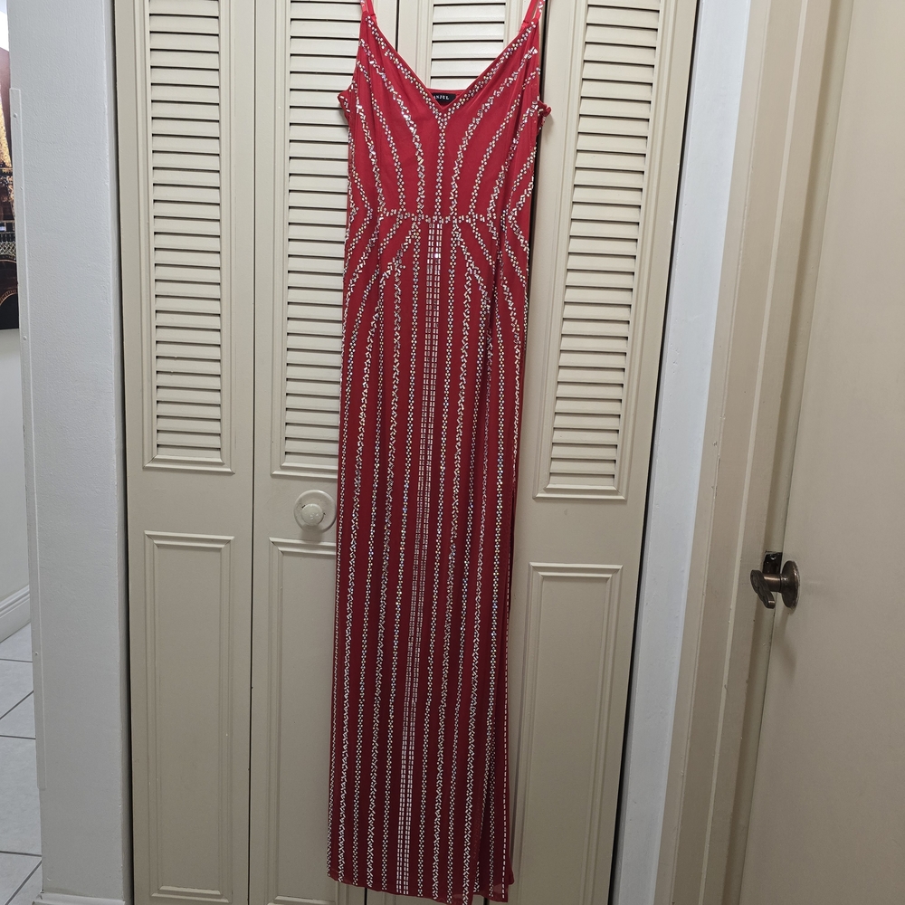 Banjul Red and White Striped Maxi Dress